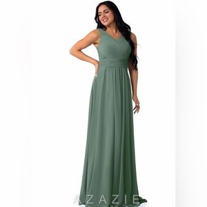 Azazie Pierrette Bridesmaid Dress - Size 4 Eucalyptus Green